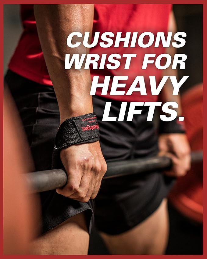 Harbinger Padded Cotton Lift Straps - Soft, Supportive Neotek Wrist Pads - 21.5" Length, 1.5" Width - Reinforced Edges & Heavy-duty Stitching - Cushions Wrists for Lifting Support