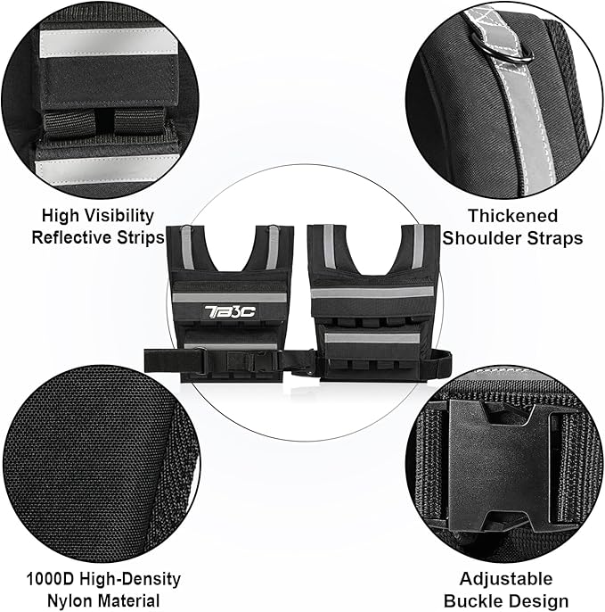 Adjustable Weighted Vest Men 19lbs/ 30lbs/ 40lbs Weights with Reflective Stripe, Weight Vest Woman Workout Vest for Crossfit, Calisthenics, Running & Walking.