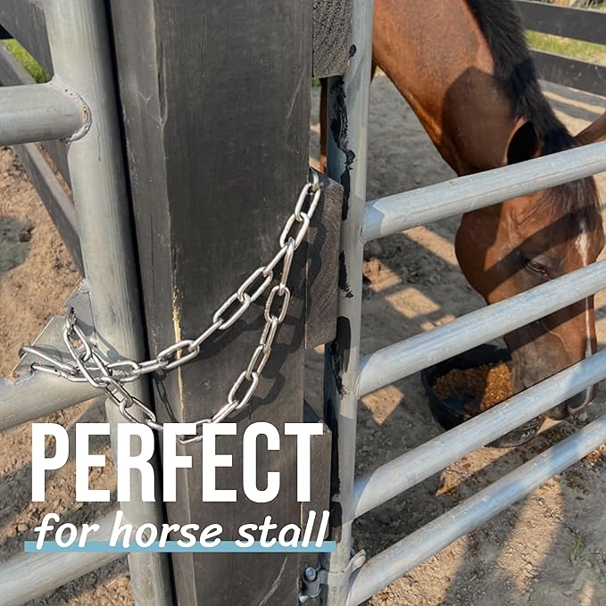 304 Stainless Steel Gate Chain 550lbs Capacity - 32" x 5/32" with M7 Carabiners, Chain Link Gate Latch for Outdoor Fence Livestock,Safety Hanging Metal Chain with 2 Carabiners, Black