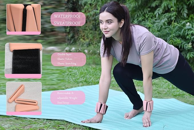 Adjustable Set of 2(1Lbs Each) Wearable Wrist &