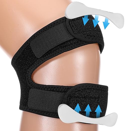 Meniscus Knee Brace for Women, Nylon & Eva Foam Knee Stabilizer, Soft Meniscus Tear Knee Support Strap, Adjustable Knee Brace Patella Stabilizer, Patella Bands Basketball for Men Pain Relief (Black)