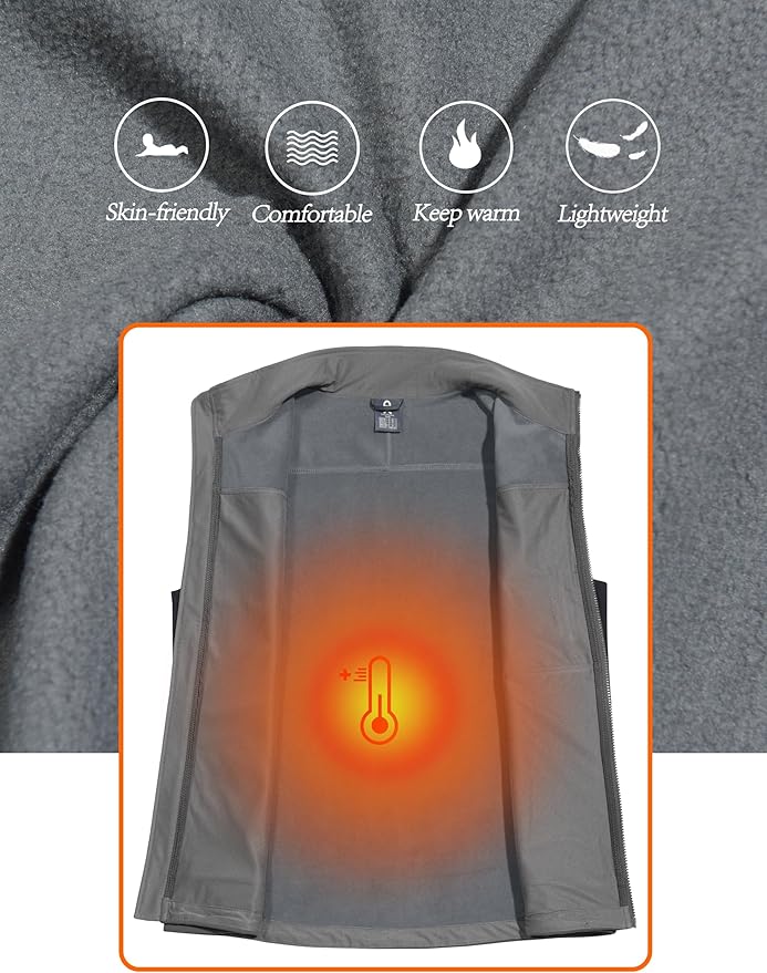 Little Donkey Andy Men's Golf Vest Warm Fleece Lining Hiking Vests Zip Up Sleeveless Outerwear Jacket