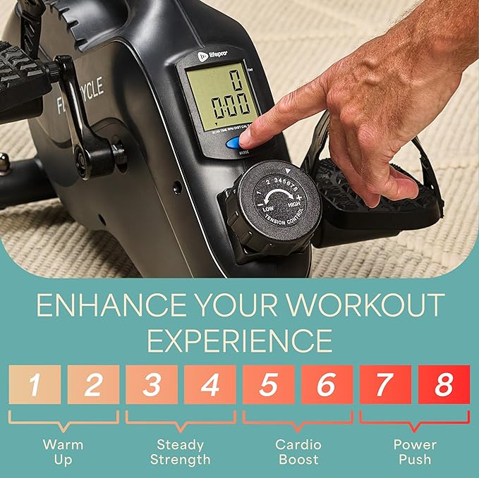 Lifepro Under Desk Elliptical Exercise Machine – Mini Bike Elliptical for Low Impact Leg & Arm Movement – Quiet Magnetic Resistance, LCD Display – Compact Seated Workout for Seniors