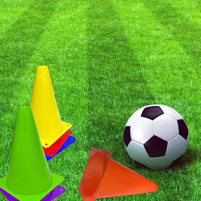 24 Pcs 7 Inch Plastic Traffic Cones, Basketball Football Drills, Skating, Sport Training Agility Markers, Indoor Outdoor Games, Multicolor