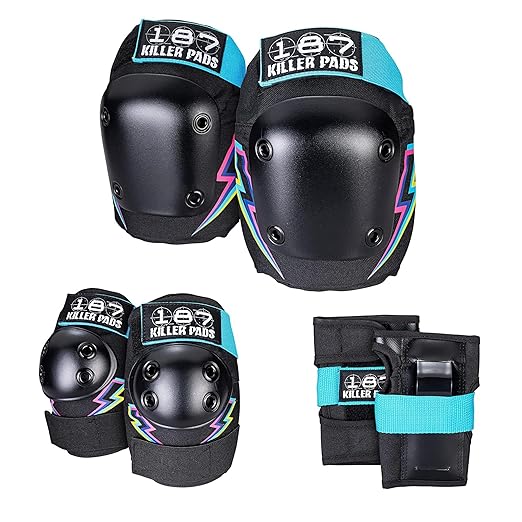 187 Killer Pads Six Pack Pad Set, Elbow Pads, Knee Pads, and Wrist Guards - Ideal for Skateboarding, Roller Skating, and Inline Skating