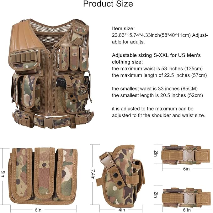 600D Tactical Airsoft Protective Vest for CS, Paintball Shooting