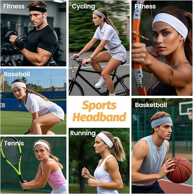 Headbands for Women - 6 Pack Wide Elastic Hair Bands | Stretchy Sweatbands Hair Bands | Soft Sports Thin Head Bands | Non-Slip Accessories Bands for Fashion, Washing Face, Workouts, Yoga, Daily Use