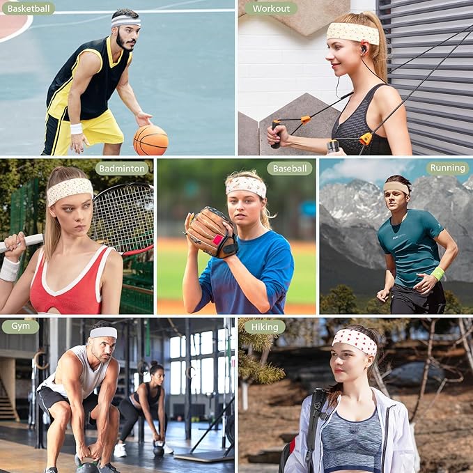 Headbands for Women Non Slip, Stretchy Sweat Headband for Workout Yoga Running, Head Bands for Women's Hair - 8 Pack
