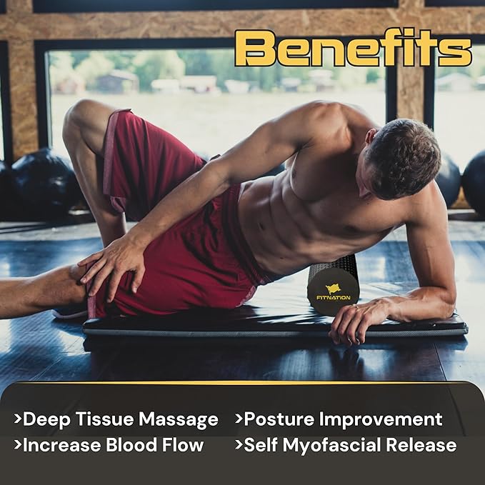 High-Density Foam Roller – Deep Tissue Muscle Massage 24" Textured (60 x 15 cm)