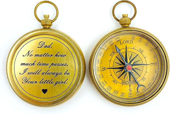 MADSNIIB Engraved Compass with Wooden Box