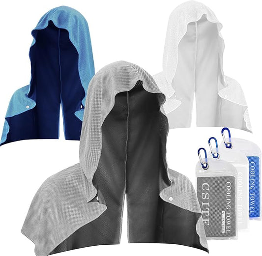 3 Pack Cooling Hoodie Towels for Neck and Face 50 Sun