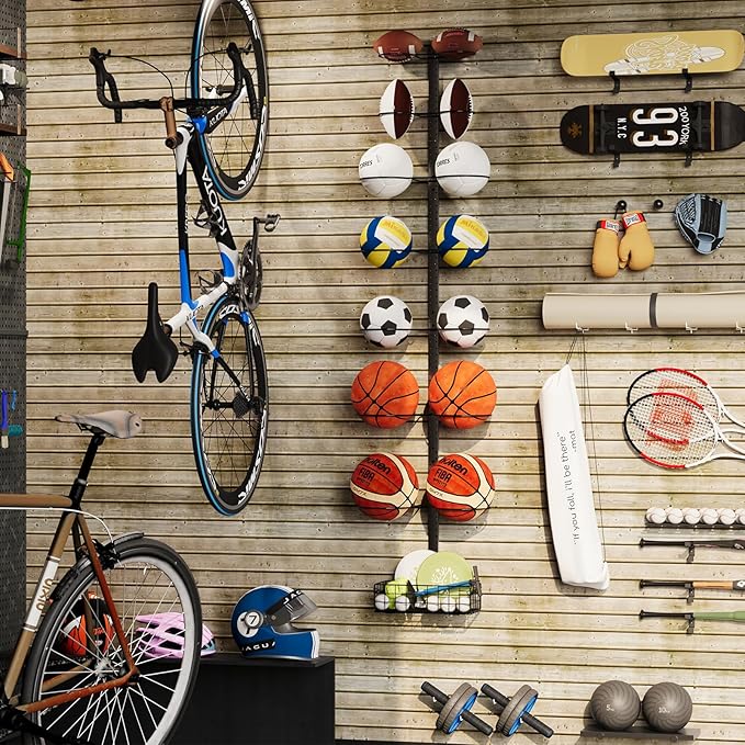 8 Tier Detachable Wall Mounted Basketball Rack DIY1/2/3/4 Soccer