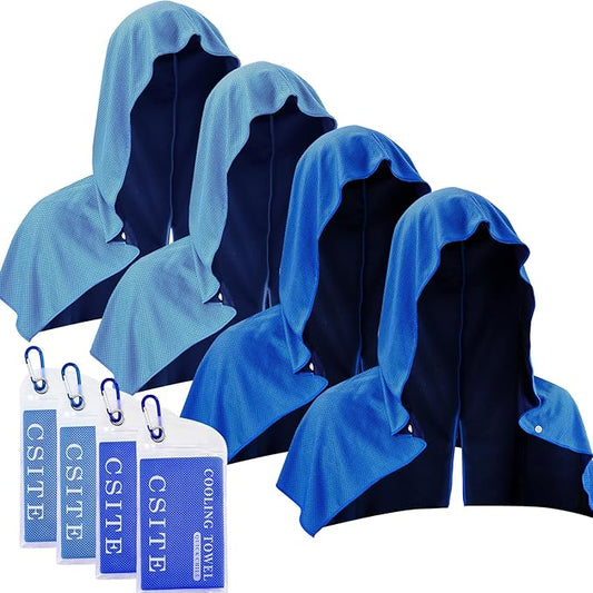 4 Pack Cooling Hoodie Towels for Neck and Face 50 Sun