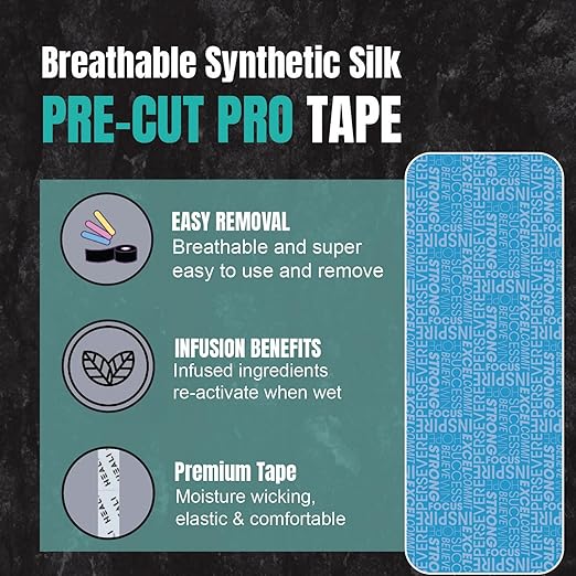 Heali Kinesiology Tape with Magnesium and Menthol, 20 Pcs Precut Strips, K Tape Roll, Knees, Physical Therapy Sports Tape for Muscle and Joint Pain Relief, Water Resistant, Blue Inspo