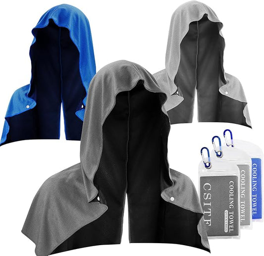 3 Pack Cooling Hoodie Towels for Neck and Face 50 Sun