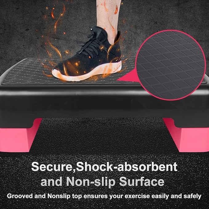 Height-Adjustable 4"-6" Step Aerobics Platform Fitness Equipment Stepper 2 Riser