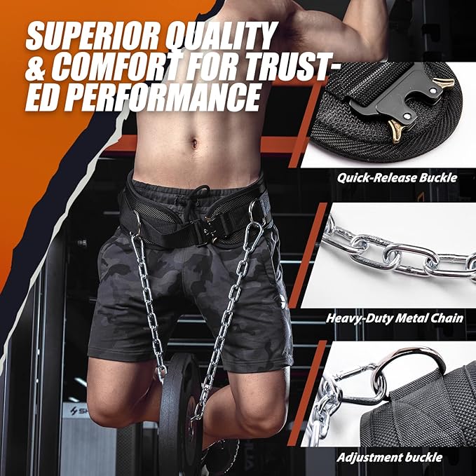 MANUEKLEAR Dip Belt for Weight Lifting 2 IN 1 Weight