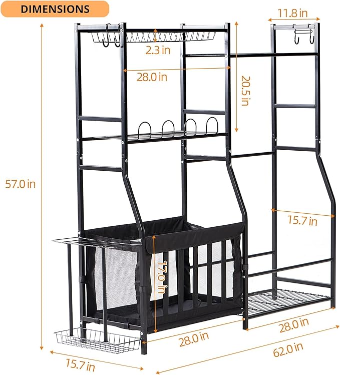 LUGO Garage Sports Equipment Organizer with Baskets and Hooks