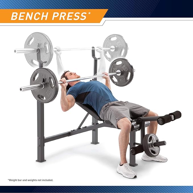 Marcy Competitor Adjustable Olympic Weight Bench with Leg Developer for Weight Lifting and Strength Training CB-729, Black