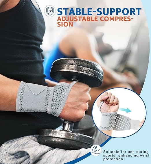 HiRui 2-Pack Ultra-Thin Mesh Wrist Wraps - Breathable, Adjustable Wrist Support for Workouts & Daily Use - Unisex Wrist Brace for Pain Relief, Tendonitis, Carpal Tunnel - One Size Fits All (Gray)