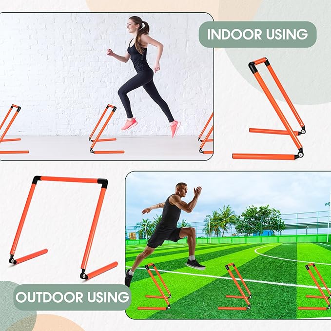 6 Pcs 20/24 Inch Adjustable Speed Training Hurdles