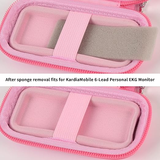 Heart Rate Monitor Case for AliveCor for KardiaMobile 1L 6L Personal EKG Monitor Storage Holder Fits for Cardiac Mobile Portable Heart Rate Monitor Bag Organizer (Pill Box Included) Pink