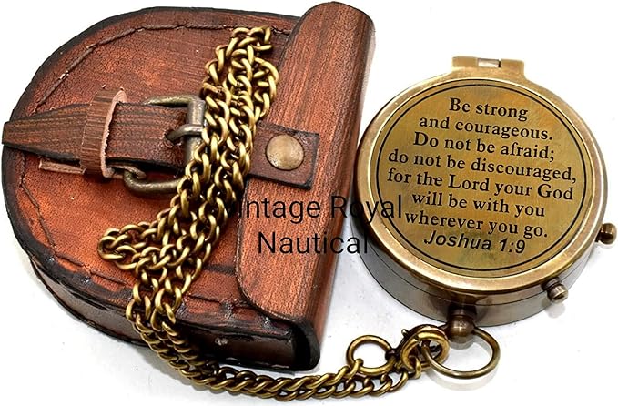 AASIYA Brass Nautical Portable Pocket Compass with Chain