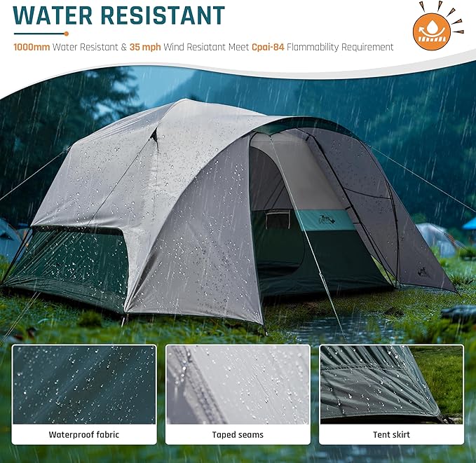 6/8/10/11 Person Camping Tent with Porch