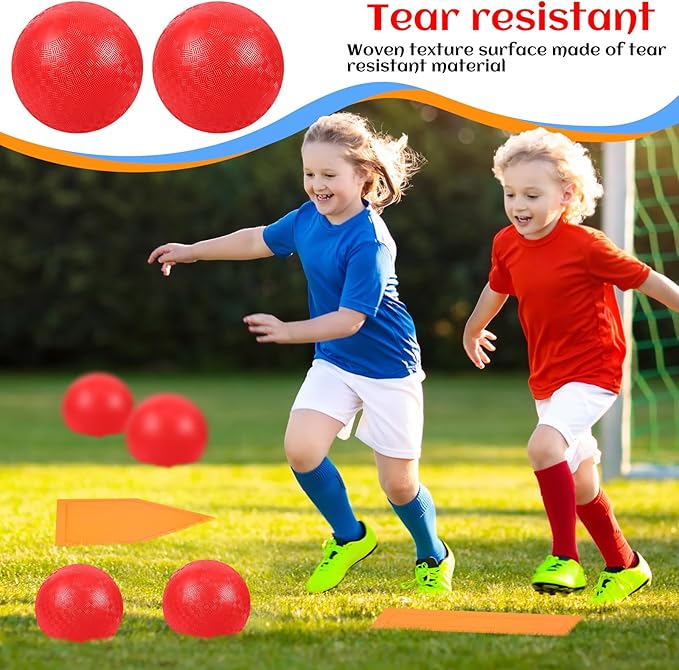 Hiboom 12 Pcs Dodgeball Set with Bases Playground 6 Bouncing 5 Rubber 1 Ball