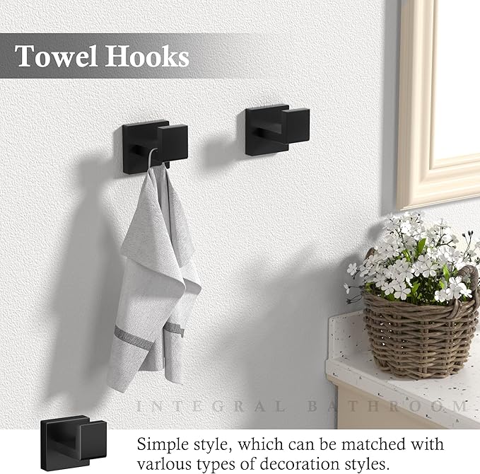 5-Pieces Matte Black Bathroom Accessories Set 23.6 Inch 304 Stainless
