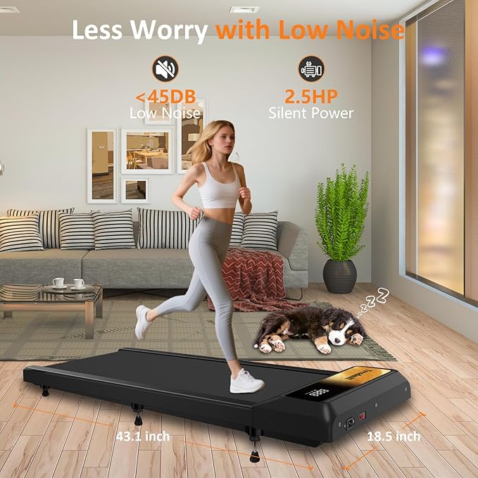 2.5HP Walking Treadmill Pad Incline, Under Desk Treadmill with Remote, 3 in 1 Low Noise Small Walking Mini Pad with Led Screen, Compact Treadmills for Home, 265lbs Capacity