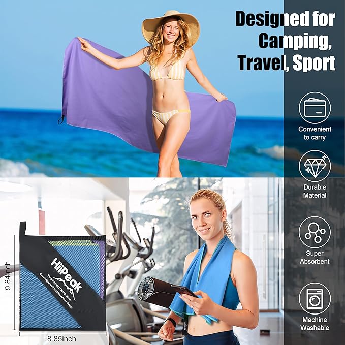 HiiPeak Microfiber Towel 2 Pack 63*32" + 32*16"