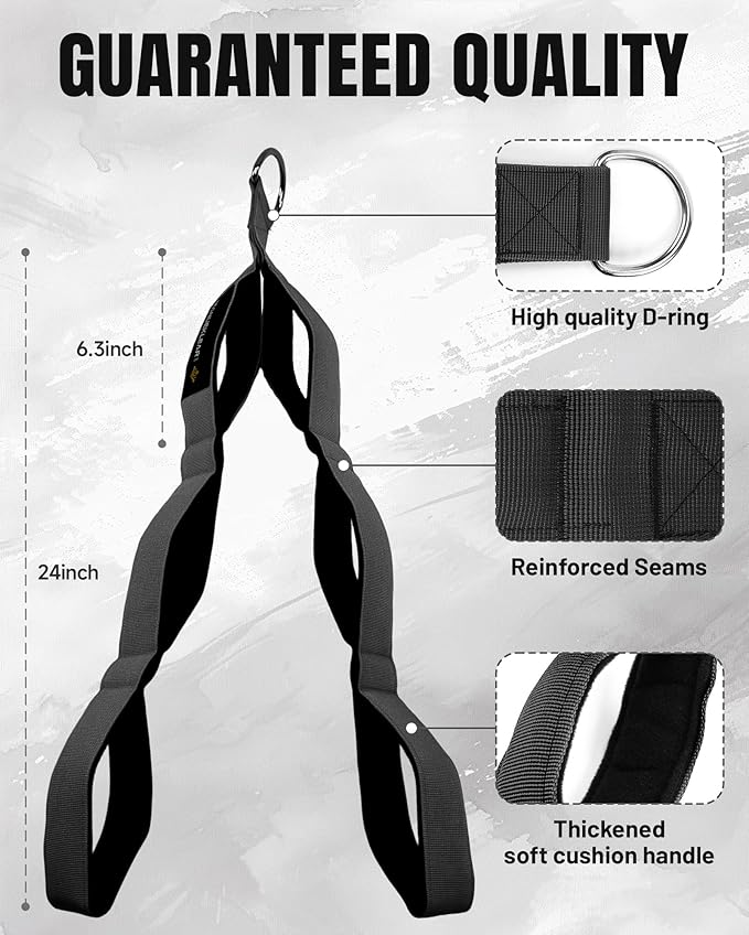 MANUEKLEAR Tricep Rope Cable Attachment Handles, Greater Range of Motion, Tricep Pull Down Rope for Push Downs, Crunches, Facepulls for Professional Gym