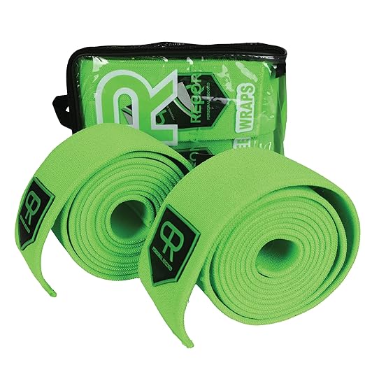 Heavy Duty Extra Wide Knee Wraps for Weightlifting - Premium Pair with Easy Adjustments and Secure Fit, Quality Knee Wraps, Reinforced Stitching Knee Straps for Powerlifting (Neon)