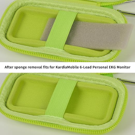 Heart Rate Monitor Case for AliveCor for KardiaMobile 1L 6L Personal EKG Monitor Storage Holder Fits for Cardiac Mobile Portable Heart Rate Monitor Bag Organizer (Pill Box Included) Green