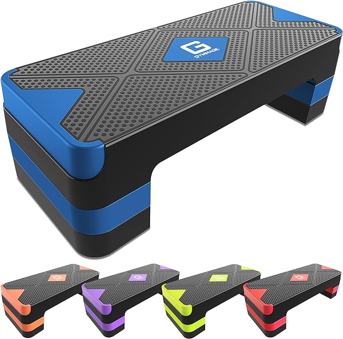 Aerobic Exercise Step, Adjustable Aerobic Stepper for Exercise, Workout Step Platform for Step Up, 26.5" Step Deck with 4” 6” 8” Adjustable Height Risers, Women Home Gym Cardio Fitness