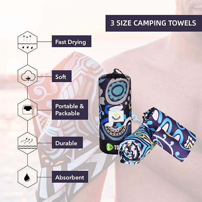 4Monster Camping Towels 3 Size at 1 Pack