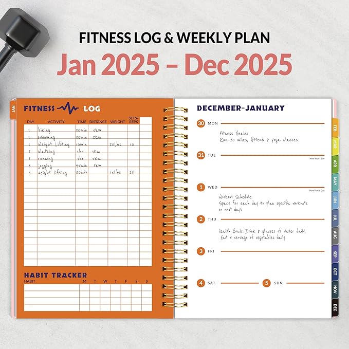 2025 Fitness Workout Journal Planner for Women & Men 2025 - 2025 Exercise 6.4" x 8.3" Fitness