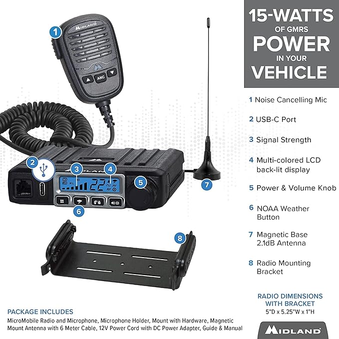 Midland - MicroMobile MXT115 - T71VP3 Farm Radio 15 Watt