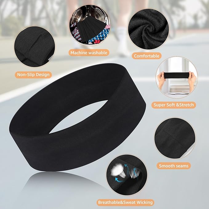 Headbands for Women Non Slip - 7PCS Fashion Sports Hair Bands for Women's Hair, Soft Cotton Cloth Stretchy Headbands for Women for Workout Yoga Running