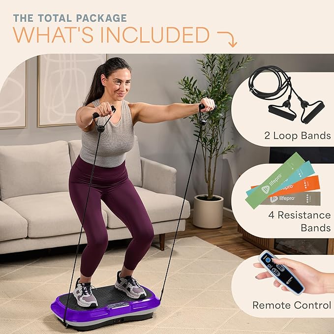 Lifepro Waver Vibration Plate Exercise Machine – High-Intensity Vibration for Muscle Activation, Full-Body Workout Vibrating Platform with Loop Bands, Fitness Equipment for Strength Toning & Fat Loss