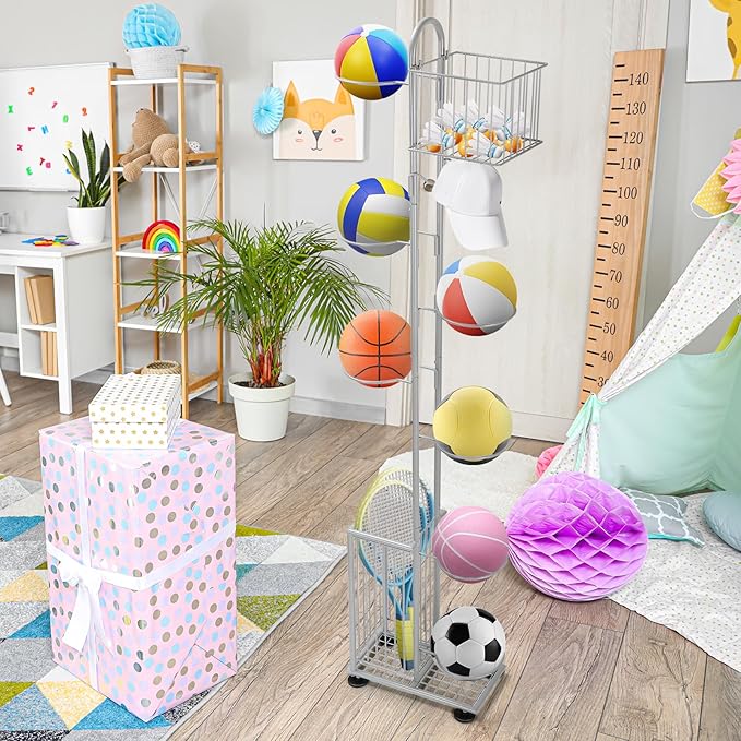 7 Tier Basketball Holder Ball Storage Rack