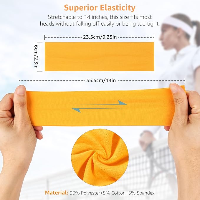 Headbands for Women Non Slip - 7PCS Fashion Sports Hair Bands for Women's Hair, Soft Cotton Cloth Stretchy Headbands for Women for Workout Yoga Running