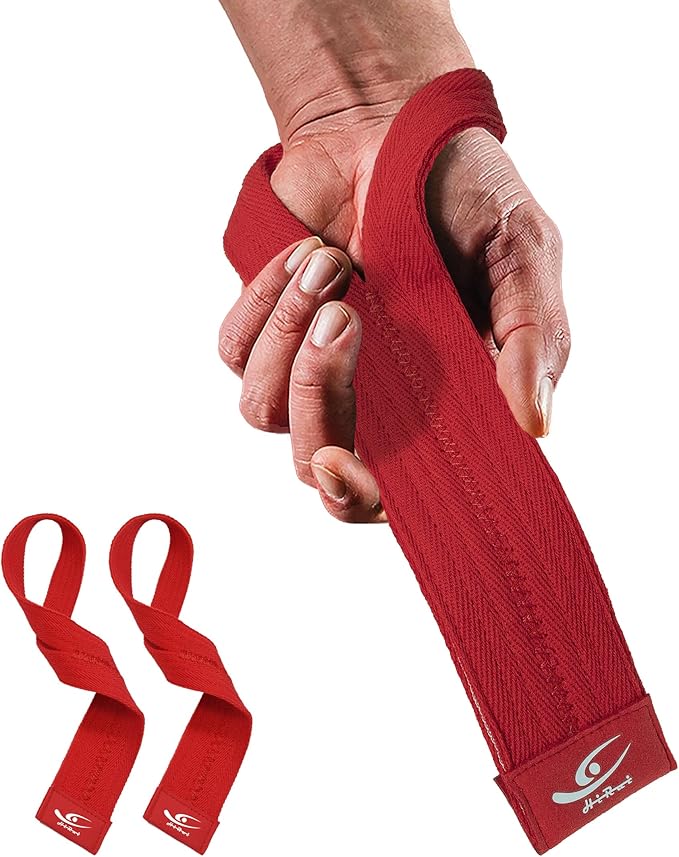 HiRui Cotton Lifting Wrist Straps (Pair) for Weightlifting Powerlifting Bodybuilding Strength Training | Wrist Support Wraps for Enhanced Grip & Stability - Soft & Durable, 13 inch Fits All
