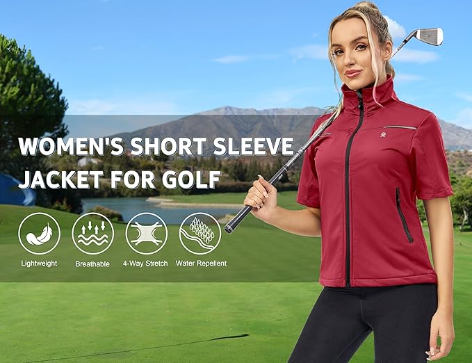 Little Donkey Andy Women's Short Sleeve Jacket Windproof Lightweight Vest for Golf Hiking Running