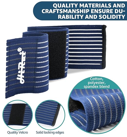 HiRui 2-Pack High-Elastic Wrist Support Straps Wrist Compression Bandage - Wrist Wraps Wristbands for Carpal Tunnel Arthritis Tendonitis Weightlifting Tennis Basketball - Breathable Soft (Navy Blue)