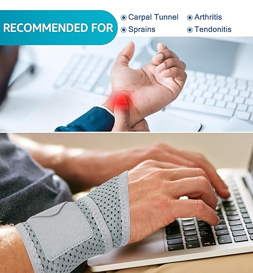 HiRui 2-Pack Ultra-Thin Mesh Wrist Wraps - Breathable, Adjustable Wrist Support for Workouts & Daily Use - Unisex Wrist Brace for Pain Relief, Tendonitis, Carpal Tunnel - One Size Fits All (Gray)