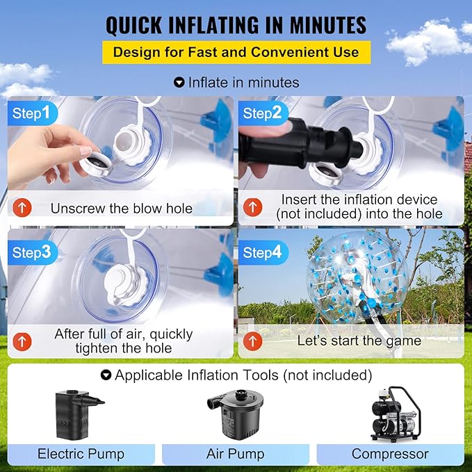 Happybuy Inflatable Bumper Ball 4 FT / 1.2M Diameter 5 Min,