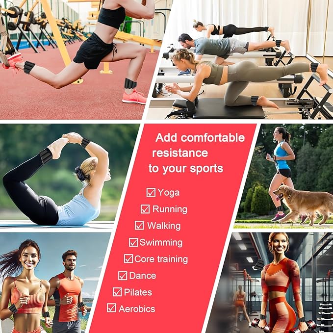 ADLIFE Adjustable Wrist Ankle Weights for Women Men Kids, 2 Lbs Wearable Arm Leg Weights Set of 2(1 Lb Each), Weighted Wristbands Exercise Weights for Walking Running Pilates Yoga Home Gym Workout