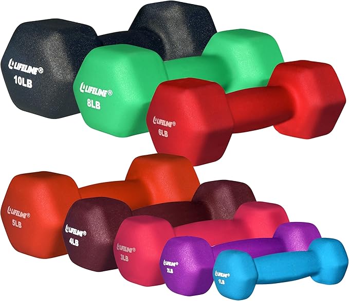Lifeline Fitness Neoprene Dumbbell Weights - Premium Quality Equipment for Home Gym - Multiple Weight Options
